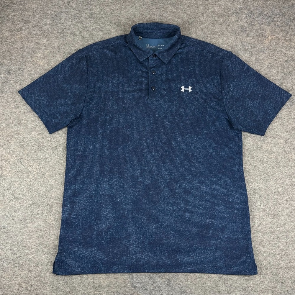 Under Armour HeatGear Polo Shirt Loose Camouflage‎ Camo Blue Mens Medium M